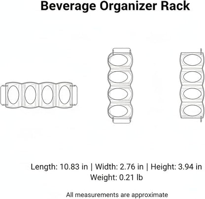 Beverage Organizer Rack for Refrigerator, Stacking Can Dispenser to Stop Rolling Cans and Bottles, Space Saving Fridge Storage Shelf, Clear PP Plastic