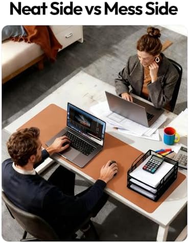 YSAGi Leather Desk Protector, Office Mat, Large Mouse Mat, Non-Slip PU Leather Blotter, Laptop Desk Pad, Waterproof Writing Pad for Office and Home (Brown, 47.2" x 23.6") - Image 6
