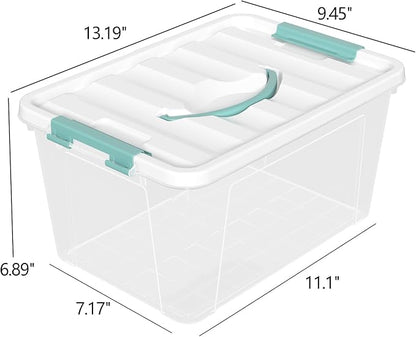 6-Pack Clear Storage Latch Bins, 14 L Plastic Storage Boxes with Lid
