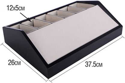 High-end Belt Storage Box,Tie Display Case, Lacquer Belt Display Rack Multi-Grid Wooden Grain Belt Box, Perfect etc