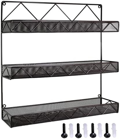 AMT 3 Tier Nail Rack, Pack Metal Wall Mount Organizer, Essential Oils Organizer, Pantry Cabinet Door Shelf Storage.Hanging Display for Spice Jars, Sauces, Cosmetic Beauty Bottles