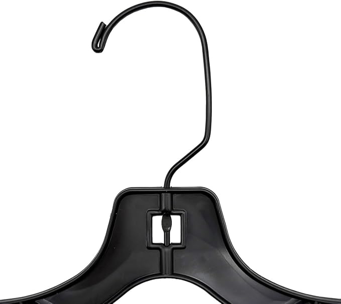 NAHANCO Children’s Plastic Shirt Hangers, Super Heavy Weight - 12" Black with Black Hook (Pack of 100), Made in USA