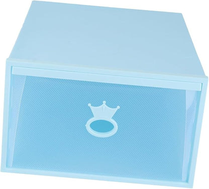 Garneck Thickened Transparent Plastic Shoe Storage Box Drawer-type Organizer with Blue Frame Dustproof Stackable Case for Men and Women Sneakers and Boots