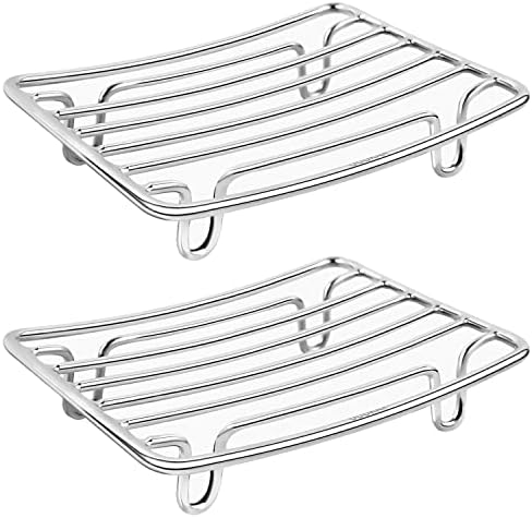 Bar Soap Dish Holder for Shower Bathroom Stainless Steel Rust Proof Self Draining, Chrome-2 Pack by GUUKAR