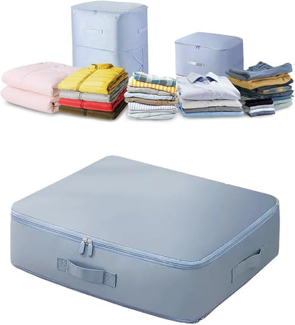 Ultra Space Saving Self Compression Organizer, Blanket Storage, Space-Saving Storage Bag, High-End Quilt Packaging Cube Bedding Storage Bag (Blue, L (54 * 42 * 30CM))