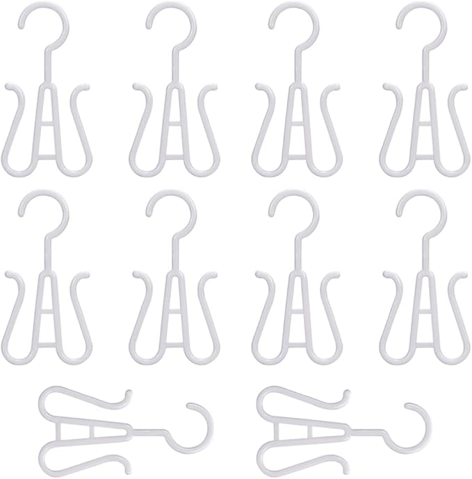 LIOOBO Double Hook Shoe Hanger for Closet Shoe Organizer and Slippers Drying Lightweight Plastic Storage Hook for Home Kitchen and Bicycle Use 10 Pieces