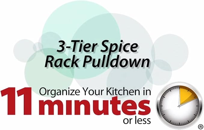 Hardware Resources 3-Tier Pull Down Spice Rack - Chrome-Finished Steel Retractable Organizer for Spice Bottles & Seasoning Jars - Easy to Install, Screws Included - Fits 15” Opening Wall Cabinet
