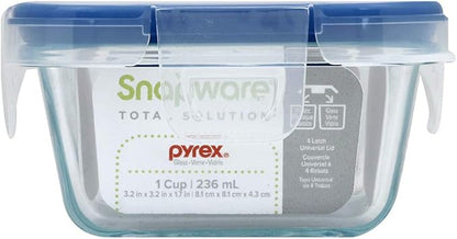 Snapware Total Solutions (2-Pack, 1 & 4 Cup) Glass Food Storage Containers Set, Airtight & Leakproof Locking BPA-Free Lids, Freezer Dishwasher Microwave Safe