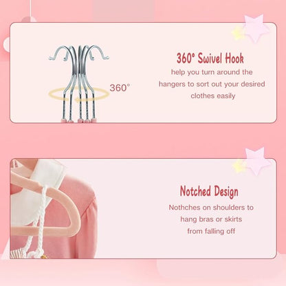Stormix Baby Velvet Hangers, 50 Pack Children's Clothes Hangers Non-Slip Kids Hangers for Infant/Toddler Pink