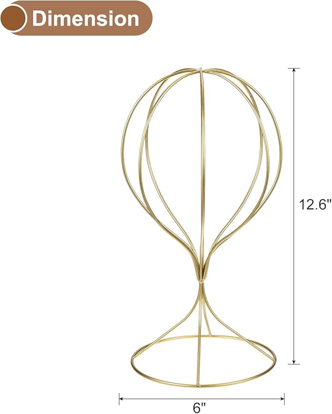 uxcell Metal Hat Display Stand 2 Pack Tabletop Hat and Wig Rack Modern Women Closet Holder for Baseball Cap, Fedora Hat, Cowboy Hat - Gold
