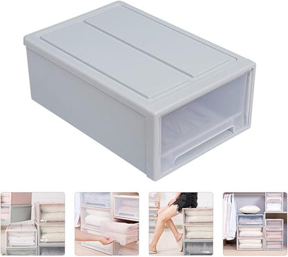 Luxshiny Transparent Stackable Plastic Drawer Storage Box Lightweight Clothes Organizer and Shoe Holder for Bedroom and Living Space-saving Household Container with Large Capacity for Daily