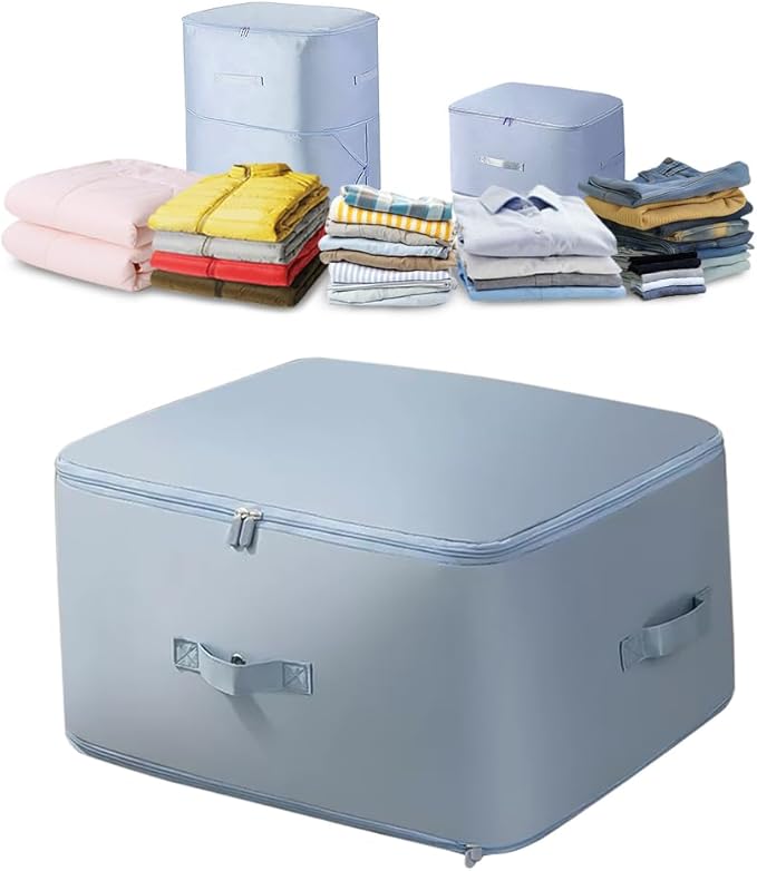 Ultra Space Saving Self Compression Organizer, Blanket Storage, Space-Saving Storage Bag, High-End Quilt Packaging Cube Bedding Storage Bag (Blue, XL (54 * 42 * 60CM))