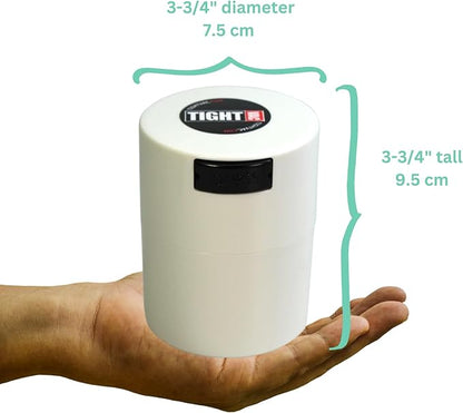 Tightvac - Premium Airtight Herb Storage Container - Holds ½ oz to 3 ounces - Keep Your Herbs and Dry Goods Fresh and Flavorful. White