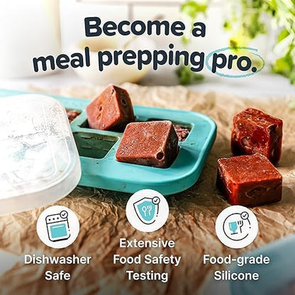 Souper Cubes 2 Tbsp. Silicone Freezer Molds - Perfect for Storing Garlic, Herbs, Ginger, Pesto, Tomato Paste, Lemon Juice, Purees and More - Aqua – 2-Pack