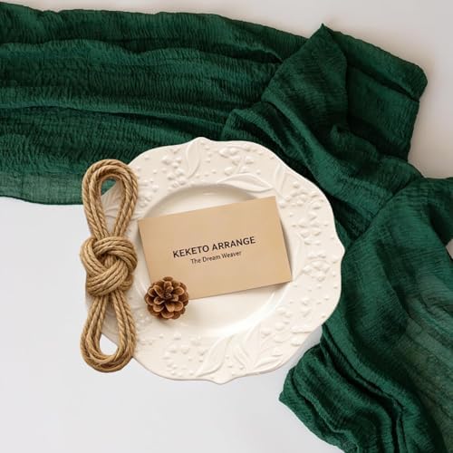 6Pcs Emerald Green Cheesecloth Table Runner 120 Inches for Party Home Decor - Image 5