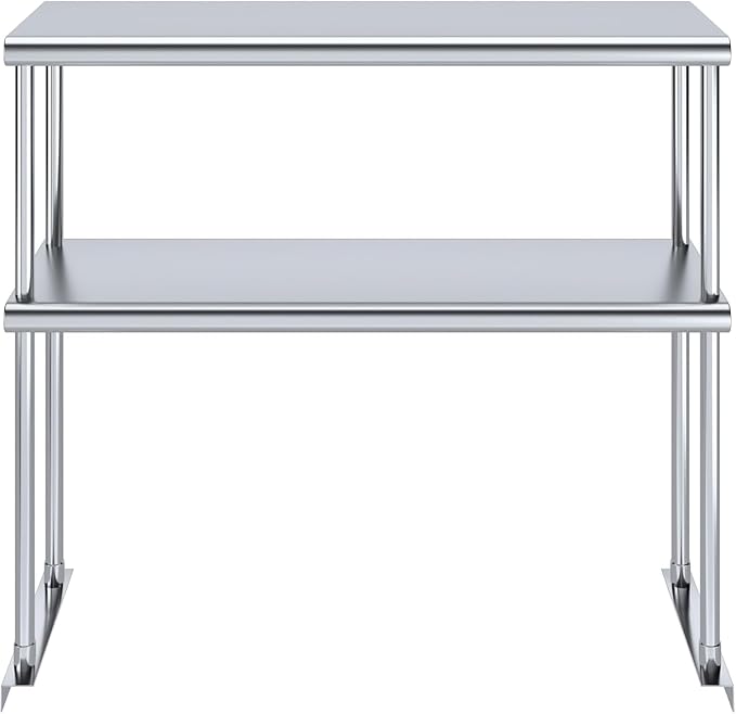 36" x12" NSF Stainless Steel Double Overshelf | 18-Gauge Heavy-Duty | Includes Brackets