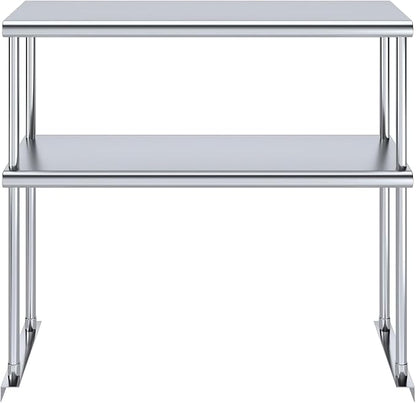 36" x12" NSF Stainless Steel Double Overshelf | 18-Gauge Heavy-Duty | Includes Brackets