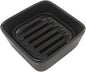 Ceramic Soap Dish, Square Shower Case with Drain Grid, Compact Bathroom Soap Holder for Sink Countertop, Decorative Ceramic Soap Saver Tray, Dish for Liquid or Bars (Black)