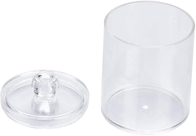 Cotton Swab Container, Acrylic Cotton Ball Holder with Lid, Cotton Swab Dispenser Cotton Rounds Holder Round Cotton Bud Case Acrylic Cotton Swab Holder for Organizing Cotton Swab