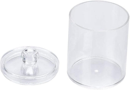 Cotton Swab Container, Acrylic Cotton Ball Holder with Lid, Cotton Swab Dispenser Cotton Rounds Holder Round Cotton Bud Case Acrylic Cotton Swab Holder for Organizing Cotton Swab