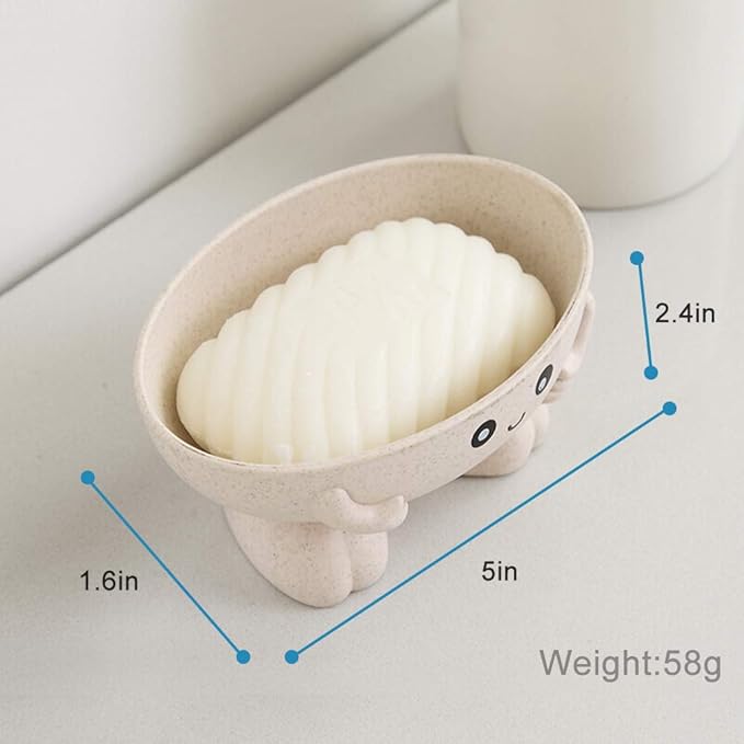 Soap Holder, Cute Soap Dish, Creative Lovely Bar Soap Tray Counter for Shower Bathroom Kitchen Countertop - Beige