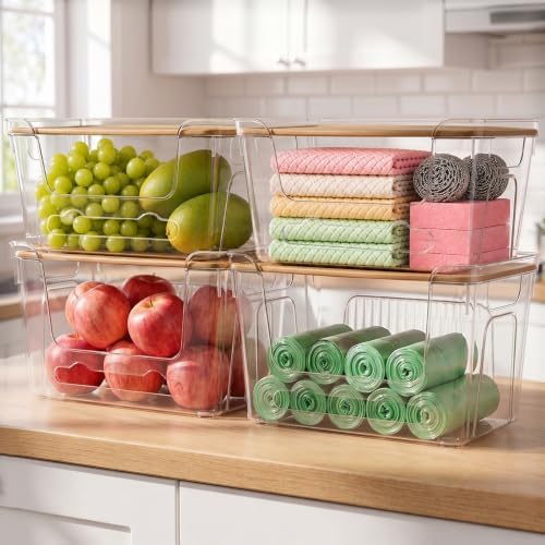 CANTAMI Plastic Trash Bag Dispenser with Lids, Stackable, 4Pack, 4XL by CANTAMI