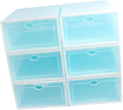 Zerodeko 6pcs Stackable Shoe Storage Box Thicken Plastic Shoe Container White Frame for Women for Closet Organization and Entryway Use