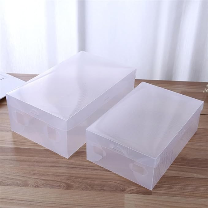 6pcs Shoe Storage Box Plastic Shoes Cases Dustproof and Stackable Bins for Home Organization