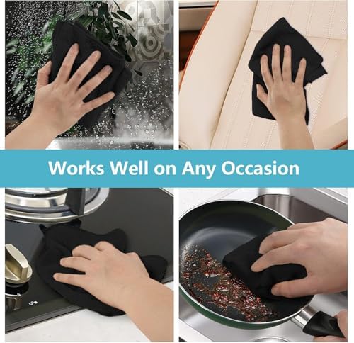 HOMEXCEL Black Cleaning Rags 5 Pack, Highly Absorbent Microfiber Cleaning Cloth for Kitchen, Lint Free, Scratch-Free, Reusable Microfiber Towels for House, Window and Glass, Cars, 11.5 X11.5 inch - Image 6