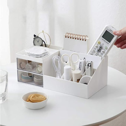 AfooBezos Multifunction Desk Organizer, Makeup Storage for Eyeshadows, Concealers, Powders, Nail Polish,9.65‘’x 4.8‘’x 3.67‘’ (White)