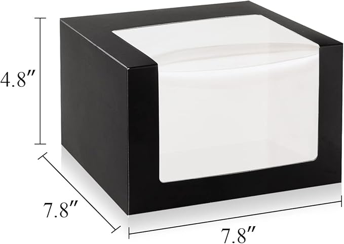 LADYBRO Black Gift Boxes with Window Display for Hat Storage Containter for Baseball Caps (Fitted, Snapbacks, Trucker) 7.8" x 7.8" x 4.8", 10 Pack