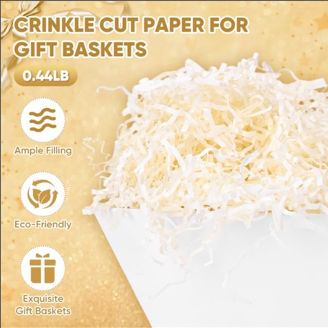 5 Pack Baskets For Gifts Empty, 10x12” White Gift Basket Kit with Clear Bags Gold Bows 200g Crinkle Cut Paper Empty Gift Baskets to Fill Large Gift Baskets for Christmas, Birthdays, Holidays, Weddings
