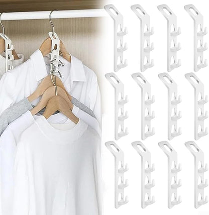 Space Saving Cascading Clothes Hanger Hooks, 12-Pack Multi-Function Cabinet Organizer for Pants, Bags & Accessories – Thick PP Material, Compatible with All Standard Hangers