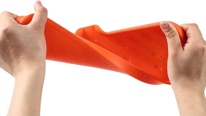 MicoYang Silicone Bathroom Soap Dishes with Drain Spout-Bathroom and Kitchen Sink Organizer,Sponge Holder,Dish Soap Tray,Perfect for Dispenser,Scrubber,Bottle,Cup on Sink or Counter-Orange 12"×4"