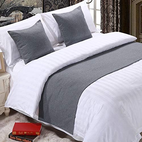 Mengersi Solid Bed Runner Scarf Protector Slipcover Bed Decorative Scarf for Bedroom Hotel Wedding Room (Full/Queen, Gray) by Mengersi