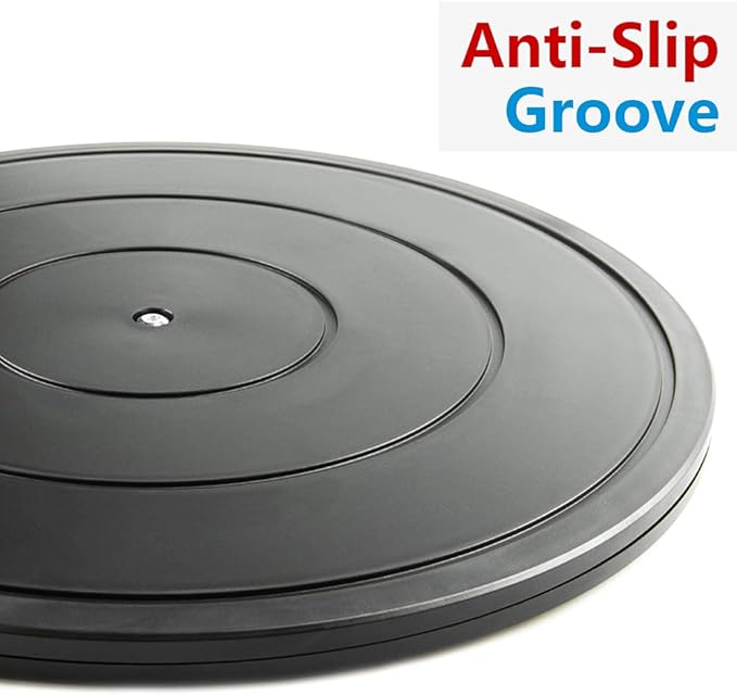 16Inch Lazy Susan Turntable - Heavy Duty Rotating Swivel Steel Ball Bearings - Flat Base Stand for TV/Computer/Monitor/Arts/Crafts/Bonsai/Christmas Tree/Cabinet Organizer(Plastic&Black)