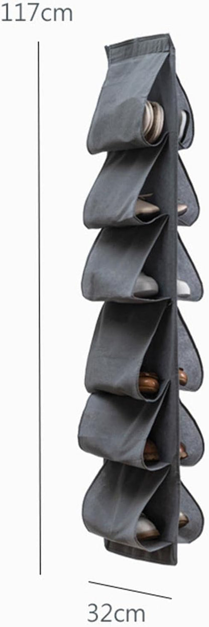 Amagogo Hanging Shoes Rack Strong Over Organizer Complete Pocket to Door Wardrobe, Grey, 35cmx25cmx1cm
