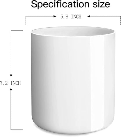 LATCHHOOK White Large Utensil Holder for Kitchen Counter, High 7.2” Glossy Ceramic Utensils Crock for Countertop, Spatula Cooking Utensil Holder Easy to Clean for Farmhouse 7.2×5.8 INCH