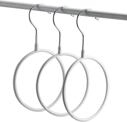 6 Pcs Circle Scarf Ring Hangers Non-Slip Belt Holder Hanger with Hook Scarf Organizers Belt Ties Hanger Rack for Tank Tops Scarves Ties Belts Wardrobe Storage Rack Closet Accessory Hangers, White