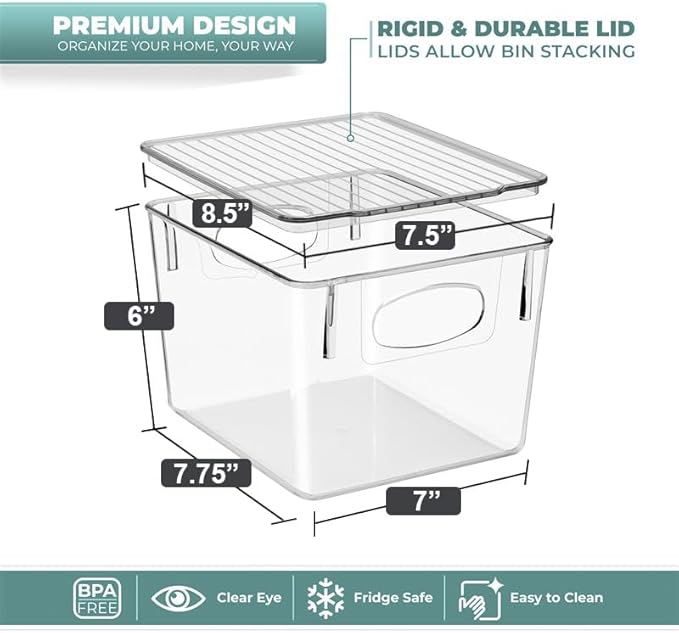 Sorbus Medium Clear Plastic Storage Bins with Lids, Clear Stackable Storage Bins, Laundry Room Organizer Bins, Office, Classroom, Playroom, Bathroom, Laundry Room Organization and Storage (8 Pack)