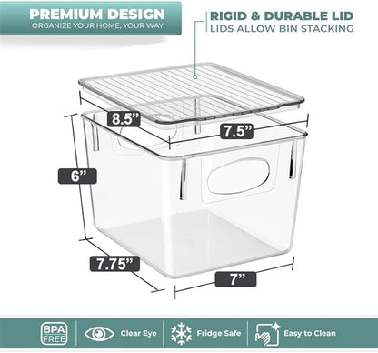Sorbus Medium Clear Plastic Storage Bins with Lids, Clear Stackable Storage Bins, Laundry Room Organizer Bins, Office, Classroom, Playroom, Bathroom, Laundry Room Organization and Storage (8 Pack)
