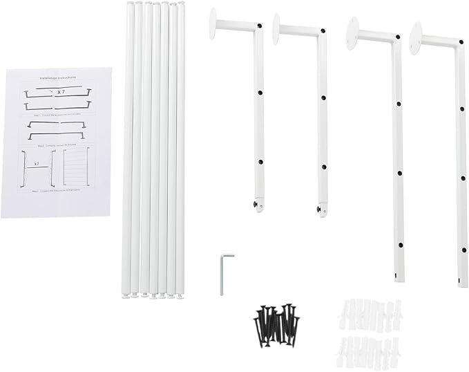 Wall Mounted Display Rack, 7-Tier Wall Mounted Scarf Rack, White Towels Storage Rack, Wrapping Paper Ribbon Organizer, Metal Wall Display Rack for Bedroom, Retail Store, Flower Shop