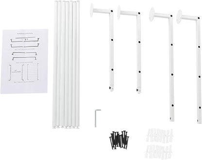 Wall Mounted Display Rack, 7-Tier Wall Mounted Scarf Rack, White Towels Storage Rack, Wrapping Paper Ribbon Organizer, Metal Wall Display Rack for Bedroom, Retail Store, Flower Shop