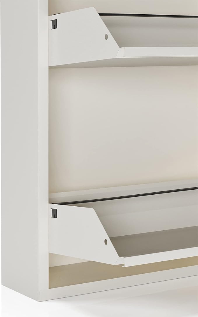 CEHA 3 Tier Metal Shoe Cabinet with Cover, Durable Shoe Storage Organizer for Entryway, Space Saving Shoe Shelf Closet, 5.91" x 40.6" x 19.68", White
