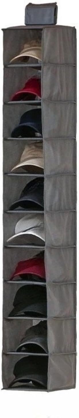 2-Pack Hanging Shoe Organizer for Closet, 10 Wider Sections Closet Shoe Storage Rack, Sturdy Shoe Shelves Holder for Shoes Clothes Shirts Jeans Hats (grey)