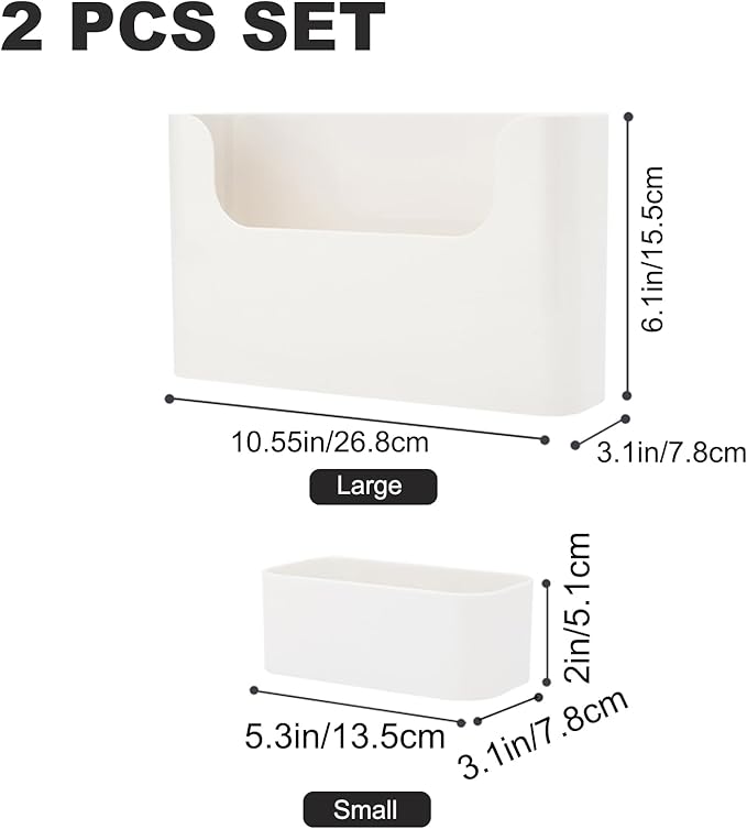 Adhesive Cabinet Door Organizer, Bathroom Wall Mount Storage Rack, Bedside Shelf Organizer Door Rack Shelves Holder for Sink Kitchen Bathroom RV Pantry Bedroom Closet Laundry Office (White-2 Pack)