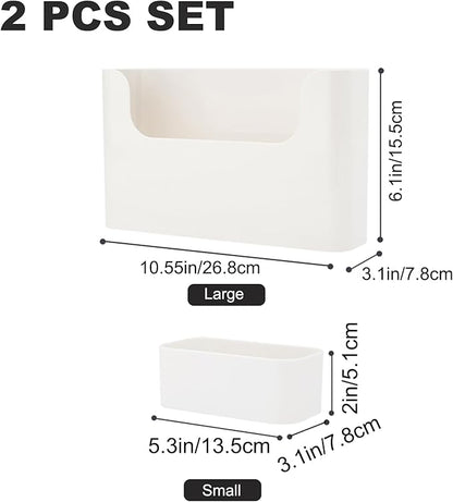 Adhesive Cabinet Door Organizer, Bathroom Wall Mount Storage Rack, Bedside Shelf Organizer Door Rack Shelves Holder for Sink Kitchen Bathroom RV Pantry Bedroom Closet Laundry Office (White-2 Pack)