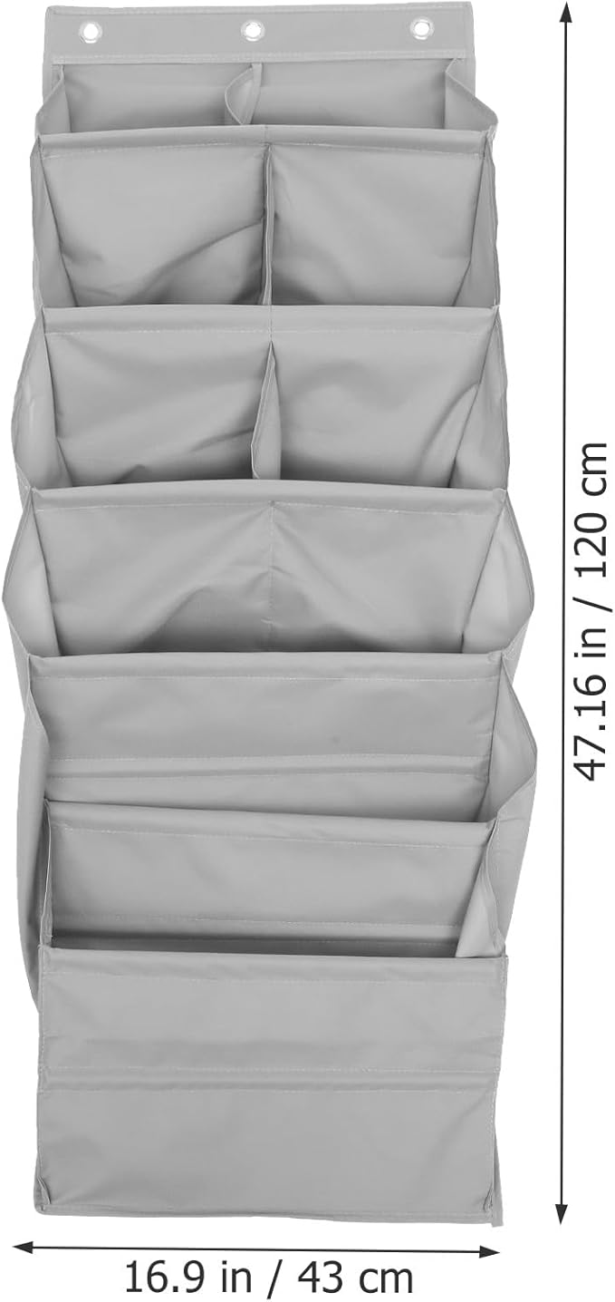Cabilock -the-door Hanging Storage Bag, 9-compartment Grey Shoe Organizer, Sturdy Multi-layer Dormitory Storage Pouch for Home and Closet Organization