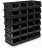 Hudson Exchange 7-1/2" x 4" x 3" (24 Pack) Plastic Stackable Storage Bin and Hanging Container, Black