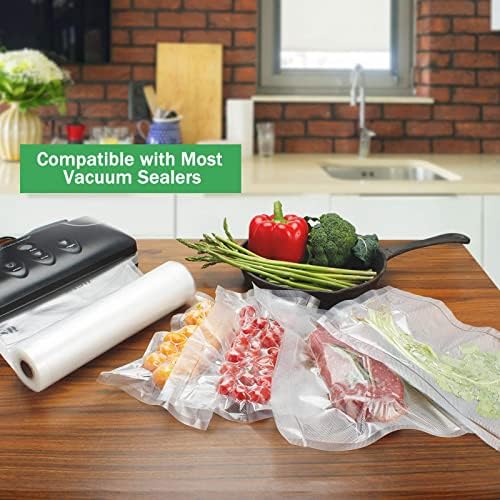 Vacuum Sealer Bags Rolls Compatible with FoodSaver, 2 Pack 11" x 25' and 2 Pack 8" x 25' Fit Inside Machine Commercial Grade Embossed Food Preservation Rolls (Total 100 Feet) - Image 2